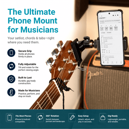 JamDock Grip™ - Hands-Free Guitar Phone Clamp