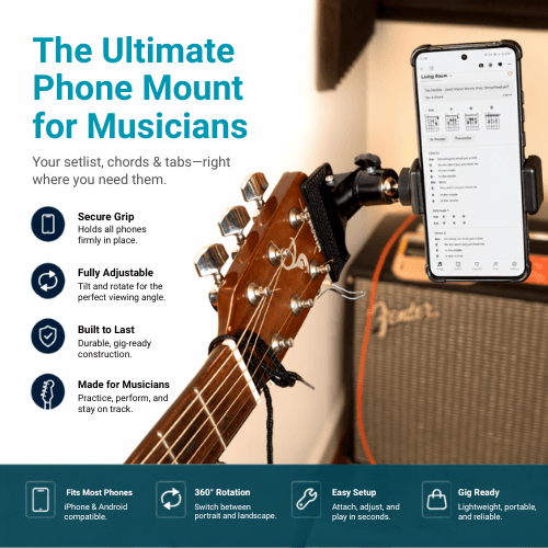 JamDock Grip™ - Hands-Free Guitar Phone Clamp