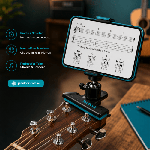 JamDock Grip™ - Hands-Free Guitar Phone Clamp